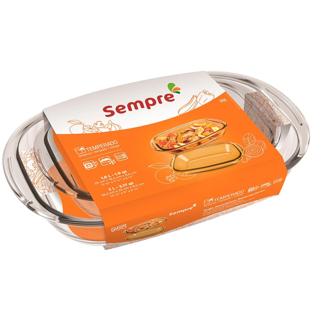 Jogo de Assadeira Retangular Nadir Sempre 2 Peças