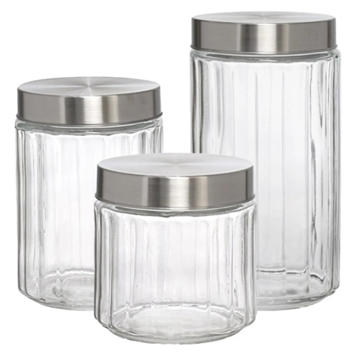 Conjunto de Potes em Vidro 3 Peças com Tampa Cabane Hauskraft