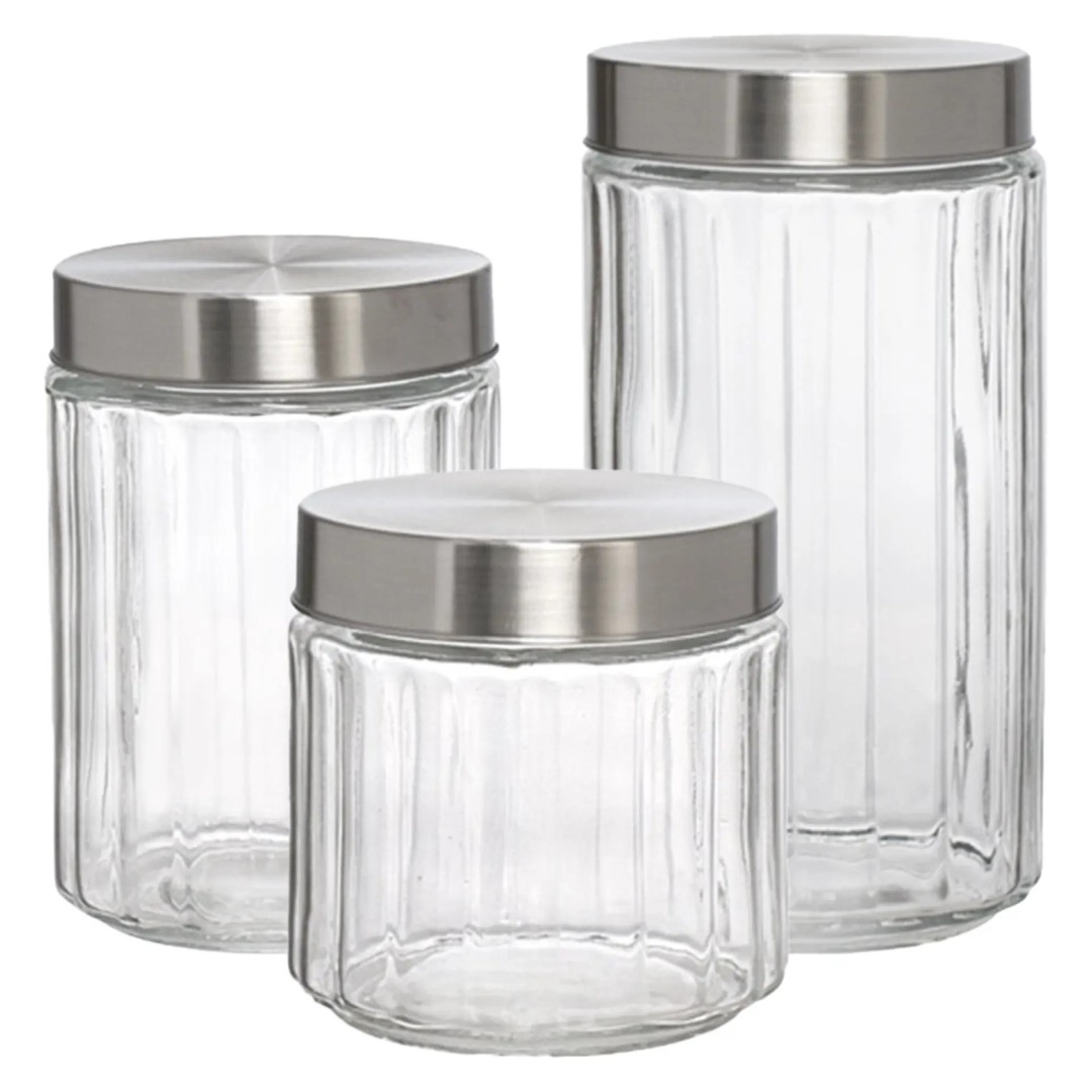 Conjunto de Potes em Vidro 3 Peças com Tampa Cabane Hauskraft